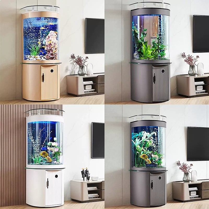 Aquarium Fish Low Maintenance - Semi-Circle Bottom Filter Glass Fish Tank