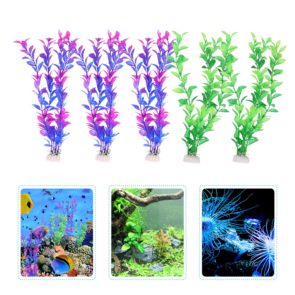 10Pcs Fake Aquatic Plants Set  - Aquarium Fish Low Maintenance ulasan dan harga