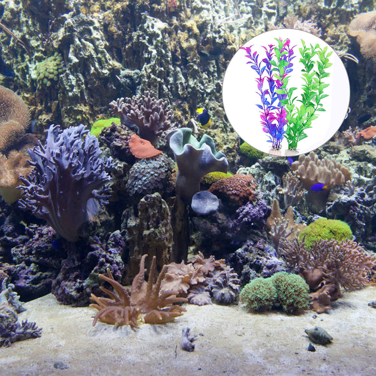 10Pcs Fake Aquatic Plants Set  - Aquarium Fish Low Maintenance ulasan dan harga