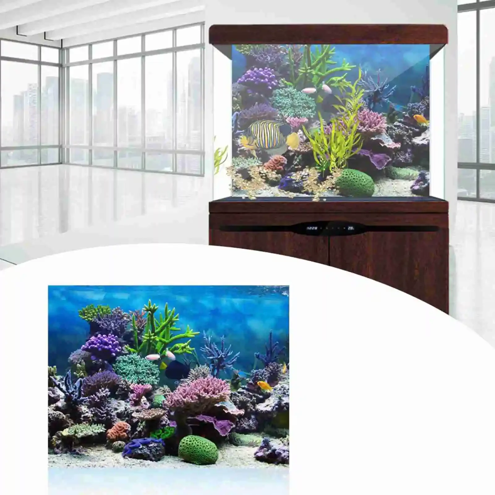 3D Aquarium Landscape Poster R - Aquarium Fish Wallpaper ulasan dan harga